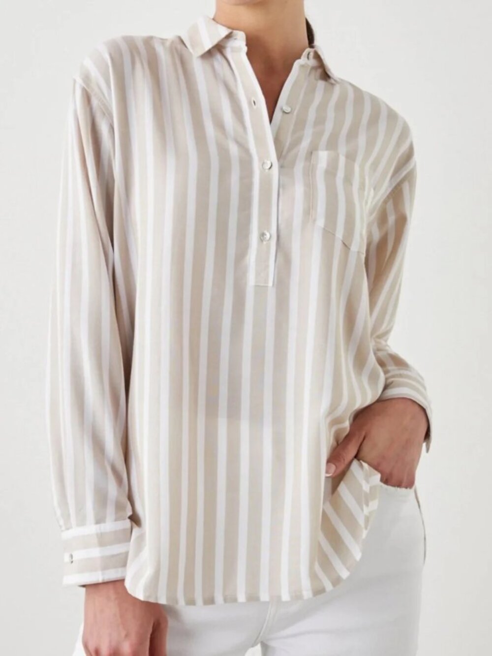 Rails Elle Striped Pull Over Button Up Blouse - size Medium